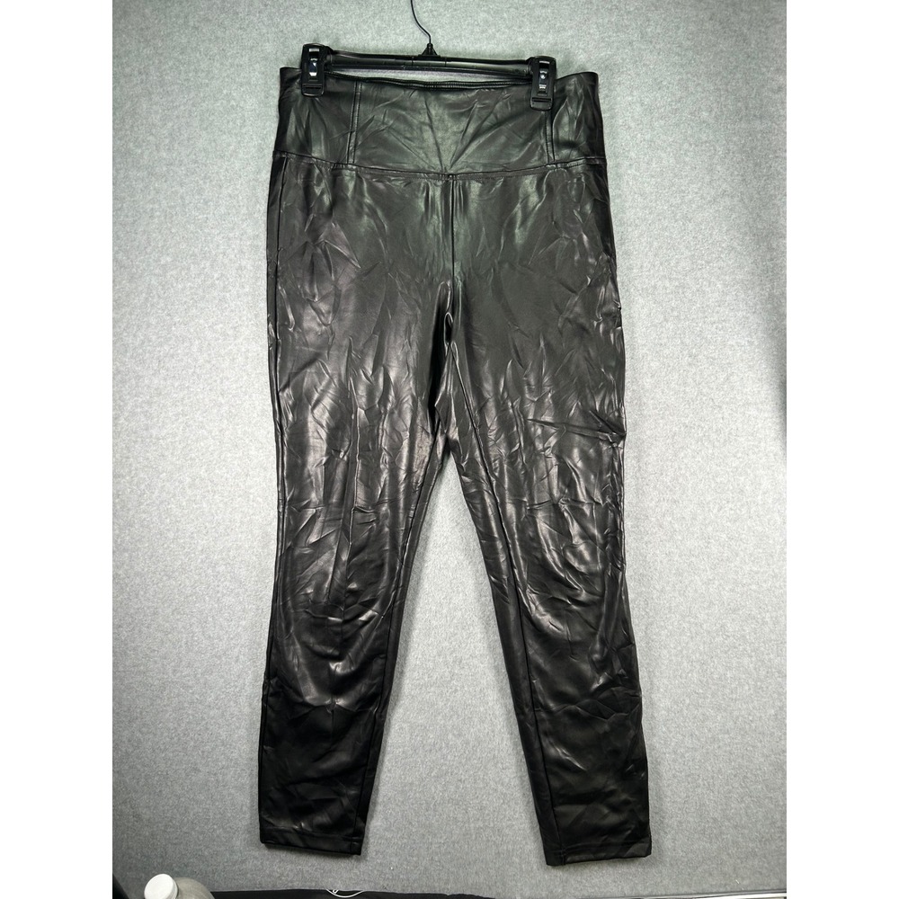Studio Badgley Mischka Faux Leather Pants Womens M Black High Rise Luxe 8BRP0176